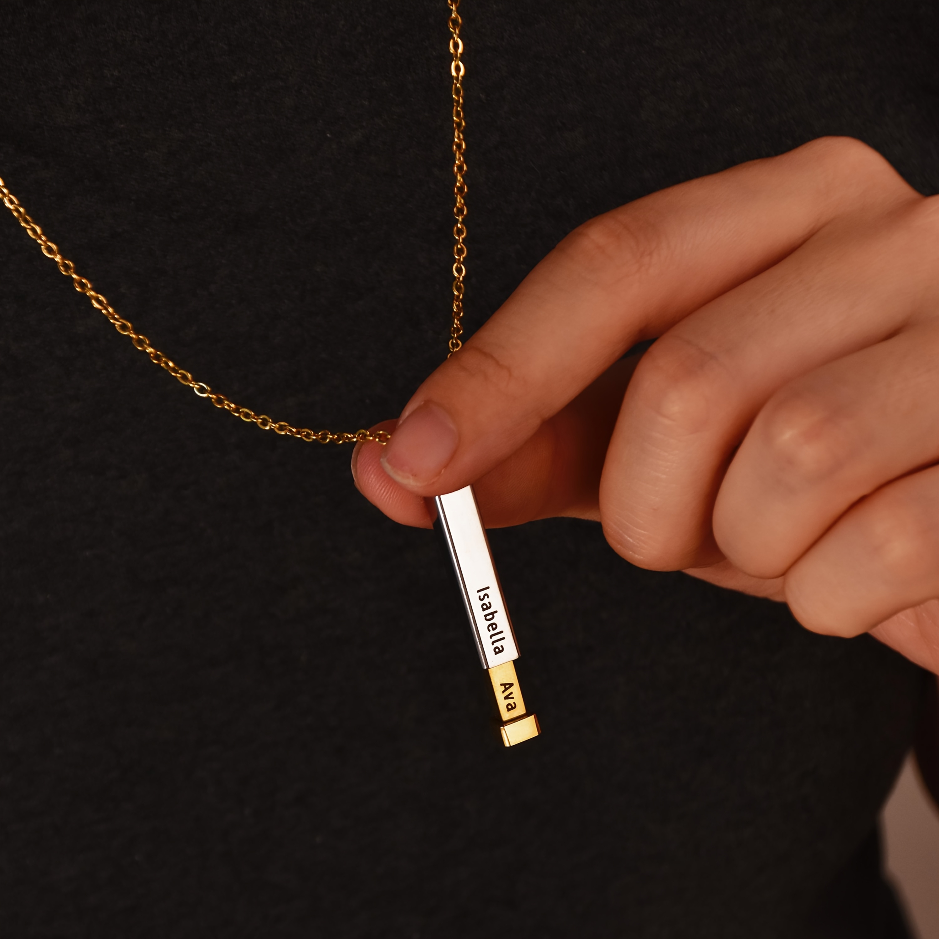 Personalized Sliding Necklace with Engraved Secret Message Pendant